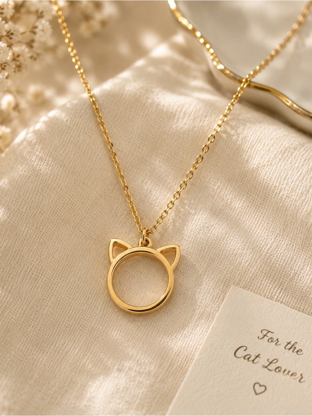 Minimalist Gold-Tone Cat Necklace | Cat Lover Gift | 18” Fashion Jewelry | NWT
